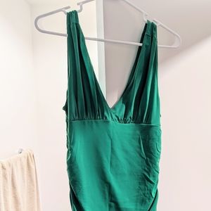 Emerald green ruched top